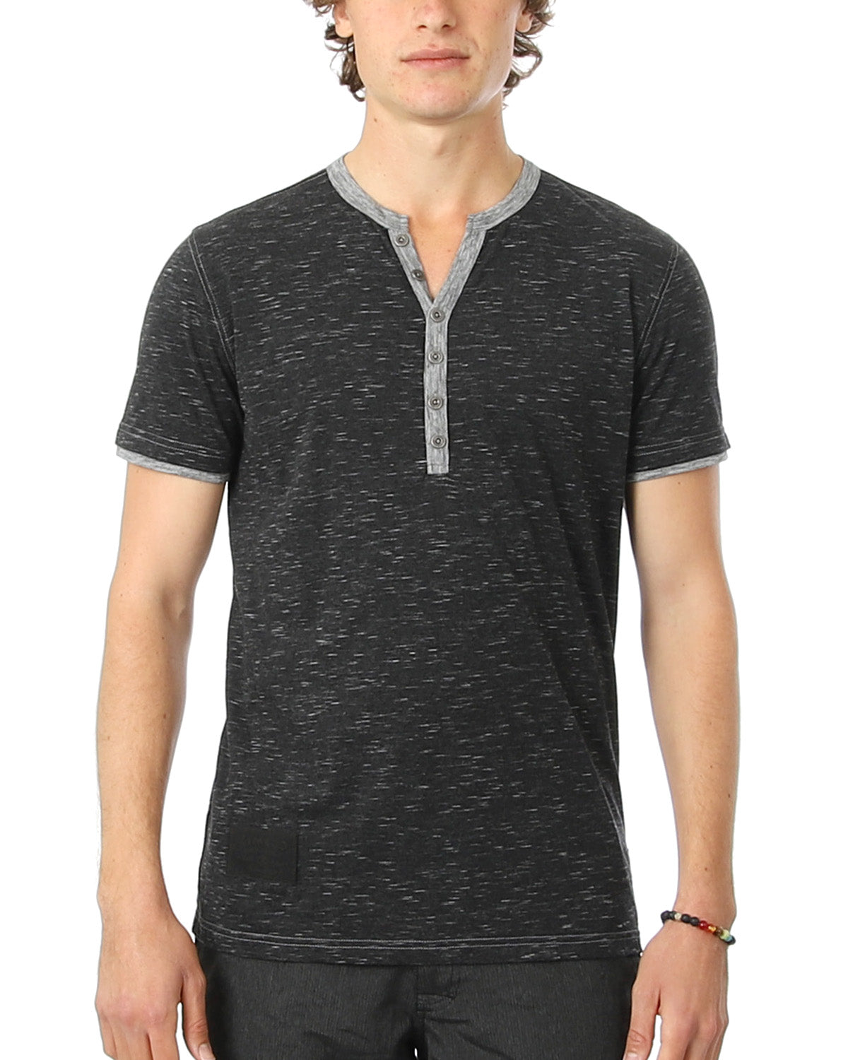 Short Sleeve Y Neck Henley Button T-Shirts
